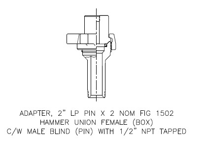 China Crossovers, Adapter 2&quot; LP PIN X 2&quot; FIG 1502 HAMMER UNION FEMALE (BOX) COMPLETE ASSY WITH MALE BLIND (PIN) WITH 1/2&quot; NPT supplier