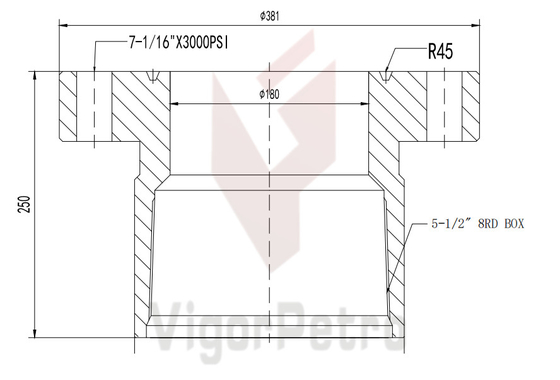 China ADAPTER Flange Tubing Hanger 7-1/16&quot; X 5KSI, BOX 5-1/2&quot; 8RD, API 6A PSL supplier